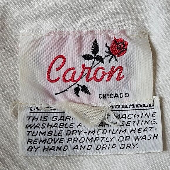 Vintage Caron Chicago Metallic Embroidery Stone Accents Pullover White Blouse - Picture 13 of 16